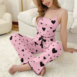 Love Sling Vest Pajamas Women Can Outer Wear Trousers Two-piece Suit