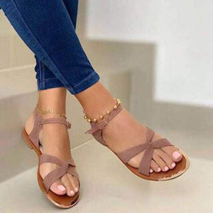 Cross Buckle Bag Flat Sandals Women Casual Beach Shoes