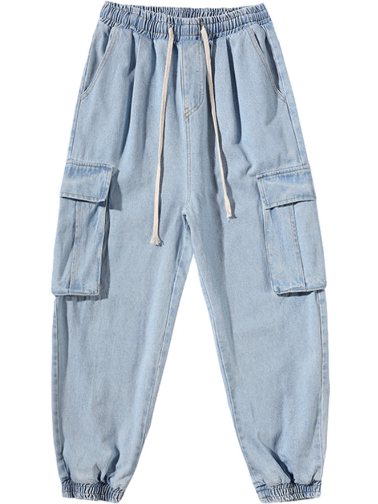 Fat Japanese Vintage washed jeans men''s large loose street fashion brand spring and autumn youth overalls Leggings