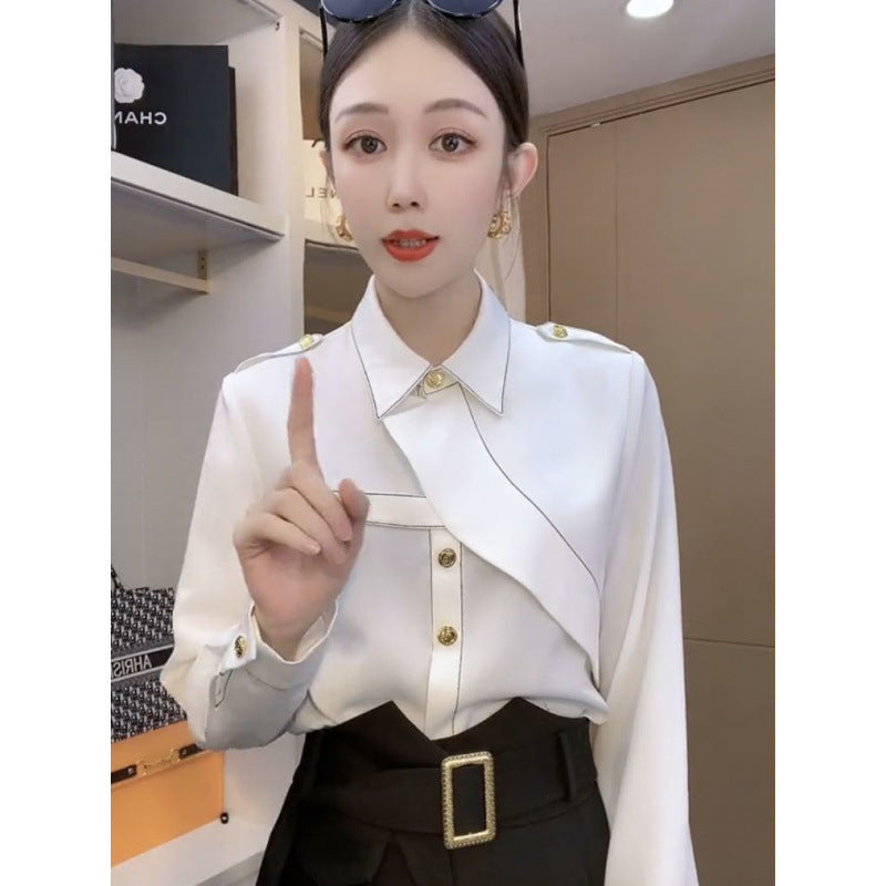 Clothes For Women Spring And Autumn This Year's Popular Shirt Outer Wear Irregular Design Special Interest Light Luxury Temperament