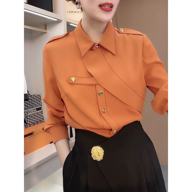 Clothes For Women Spring And Autumn This Year's Popular Shirt Outer Wear Irregular Design Special Interest Light Luxury Temperament